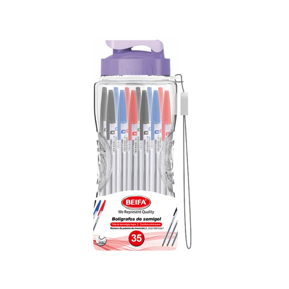BEIFA TA616-VQ01 GEL ROLLER 1.0MM B BOTTLE 3 COLORS PACKAGE OF 35