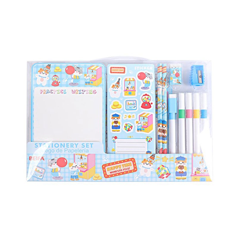 Beifa kids stationery set with whiteboard, 14 pcs, assorted