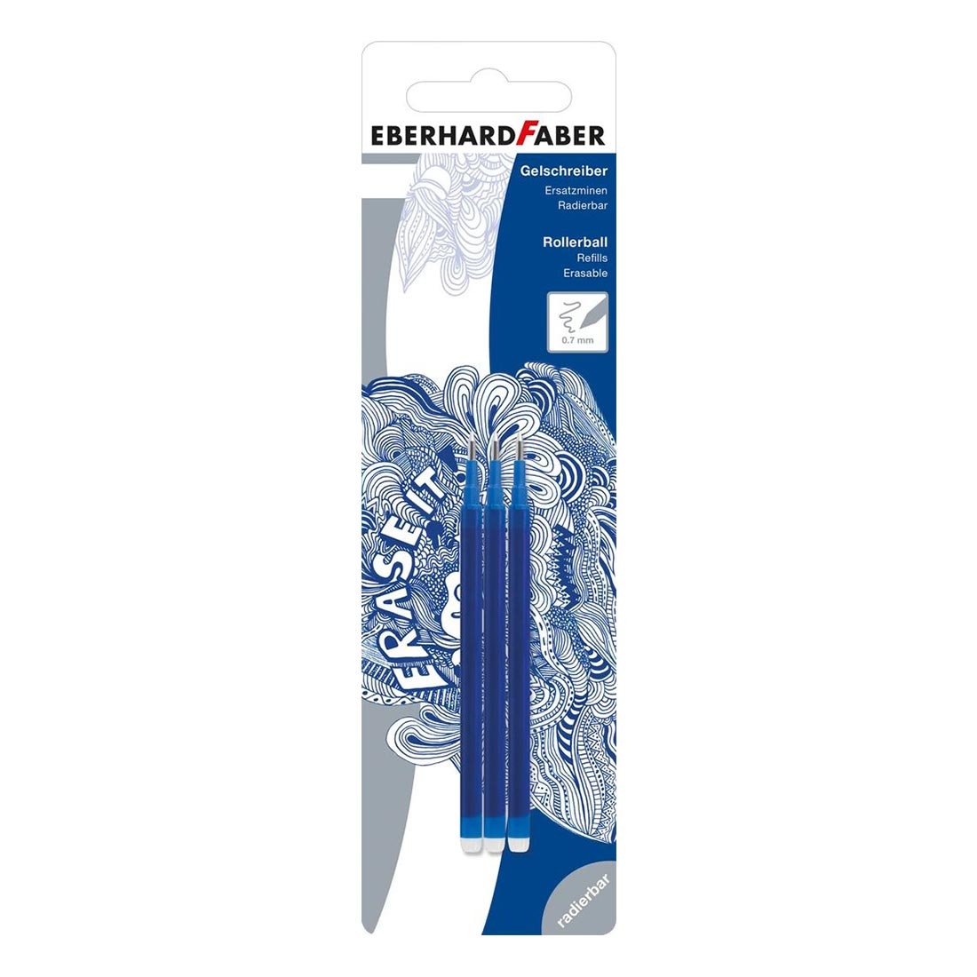 Eberhard Faber Refill for gel roller Click it, erasable, blue, 3 pcs