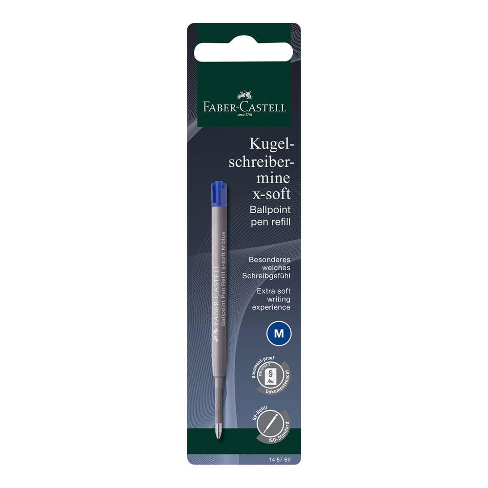 Faber-Castell Пълнител за химикалка X-Soft, M, син, в блистер