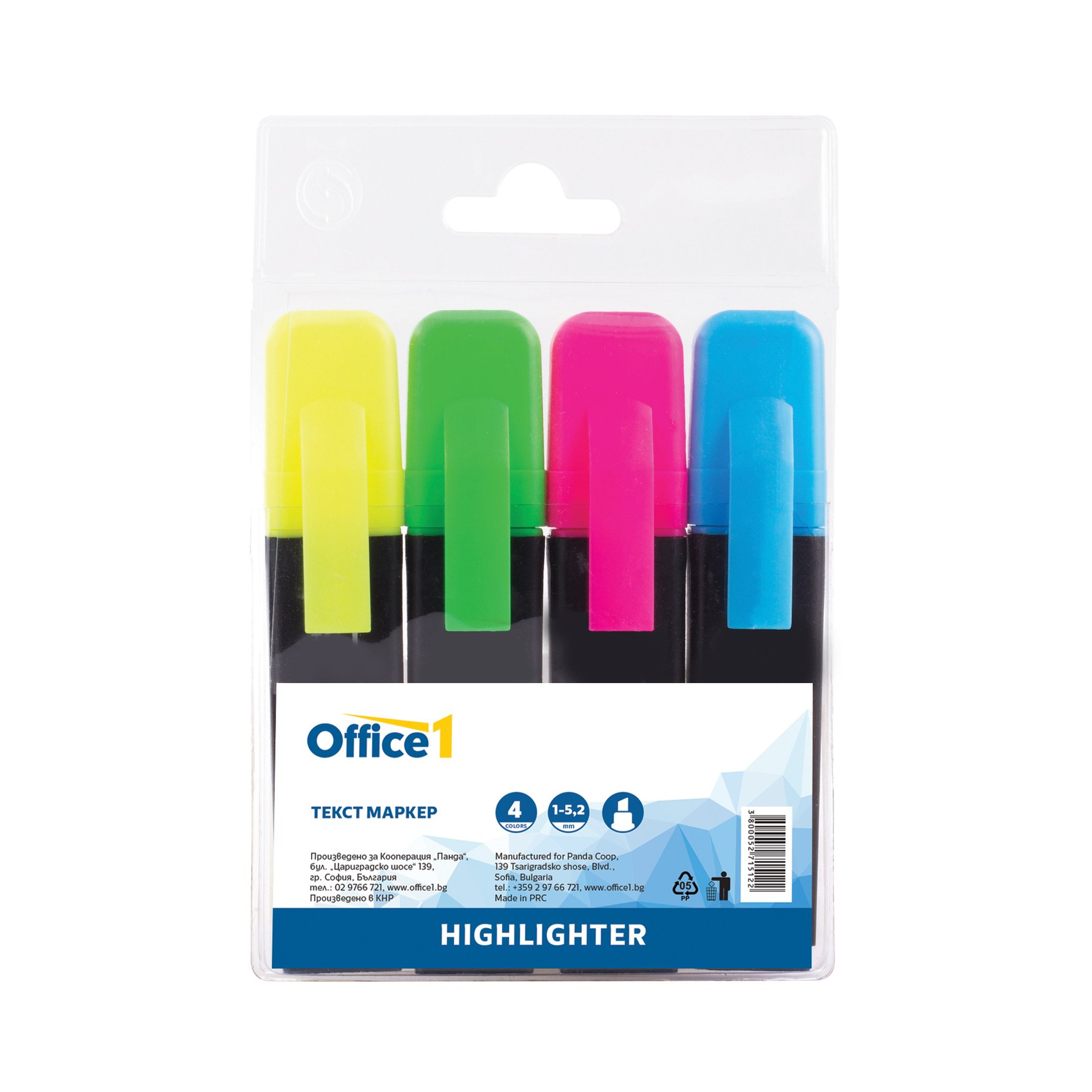 Office 1 Highlighter, 4 colors