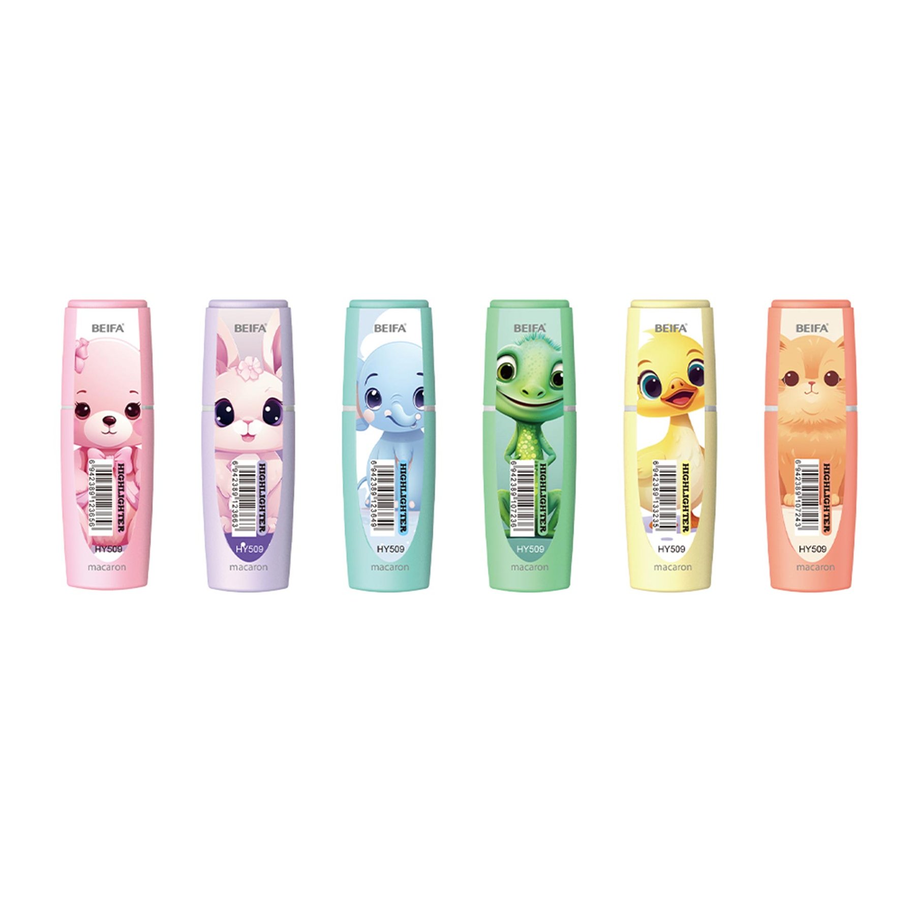 Beifa Highlighter HY509, 6 colors in jar, 60 pcs