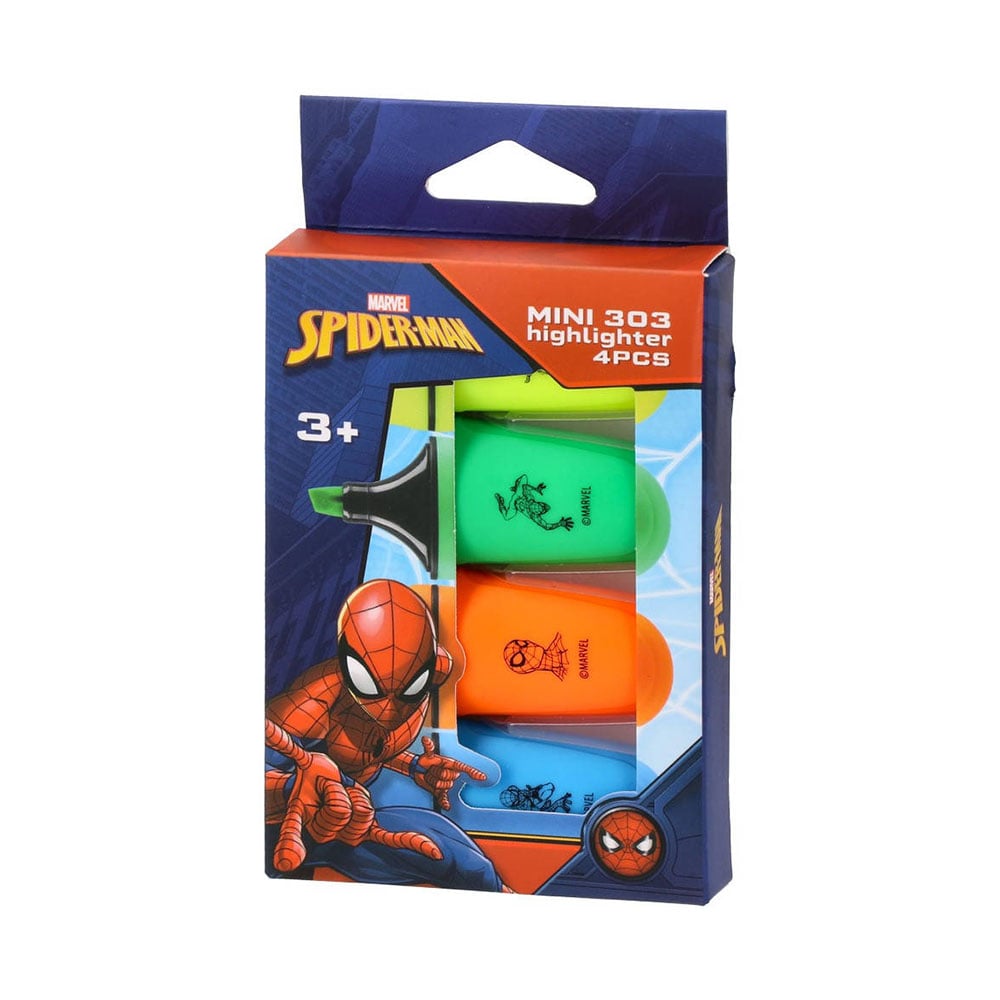 Best Buy 303 Mini Highlighter, Spider-Man, 4 pastel colours