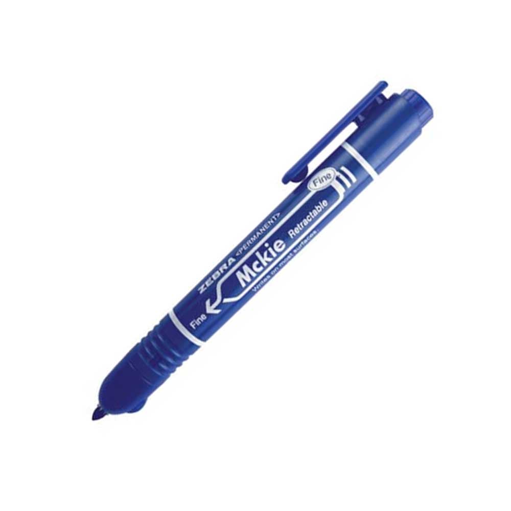 Zebra Permanent marker Mckie Retractable, 1.3 mm, blue