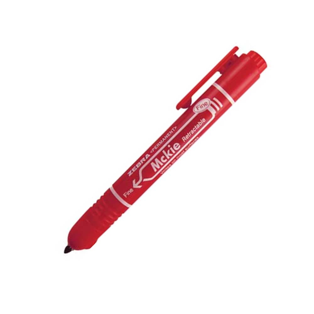 Zebra Permanent marker Mckie Retractable, automatic, 1.3 mm, red