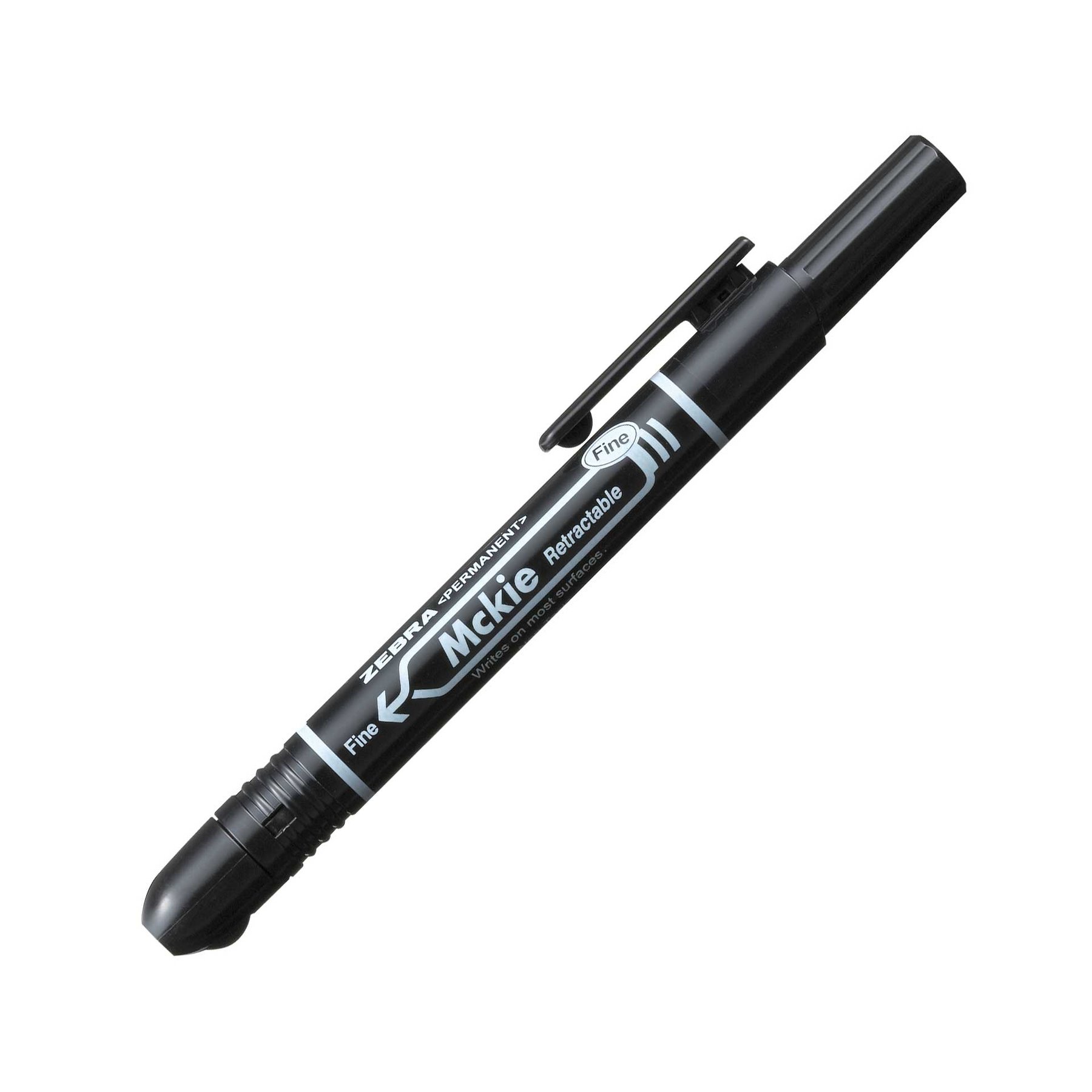 Zebra Permanent Marker Mckie Retractable, retractable, 1.3 mm, black