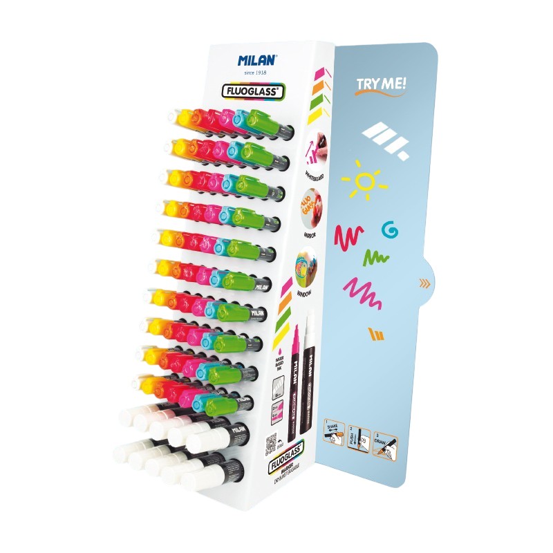 Milan Display Fluoglass, with 96 Markers, Assorted