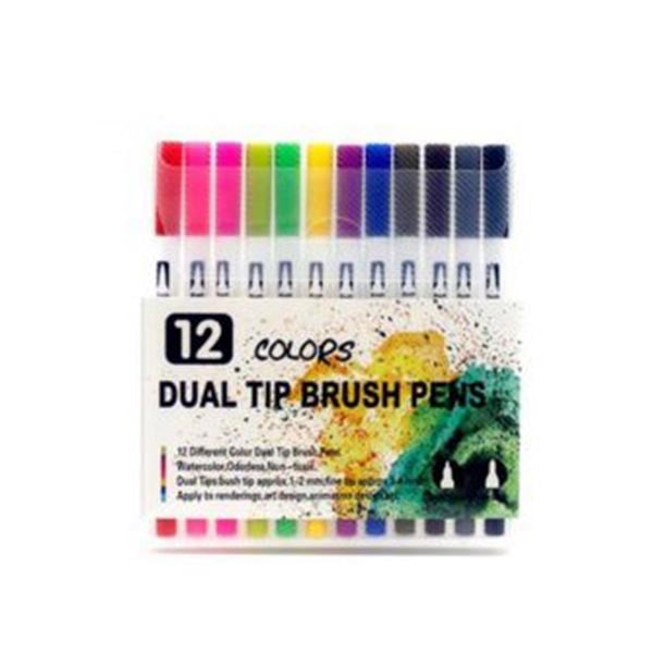 Foska Brush Pen Marker, 12 colors