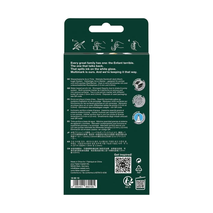Faber-Castell Акрилен маркер Multimark Classics, 4 цвята