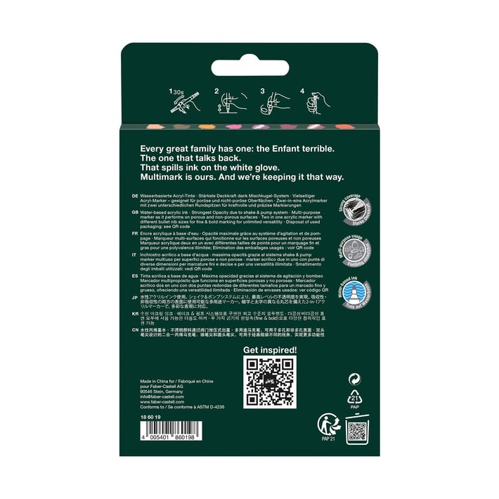 Faber-Castell Акрилен маркер Multimark Flame, 6+2 броя