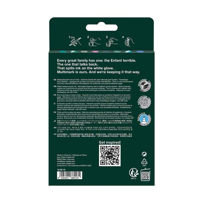 Faber-Castell Акрилен маркер Multimark Frost, 6+2 броя