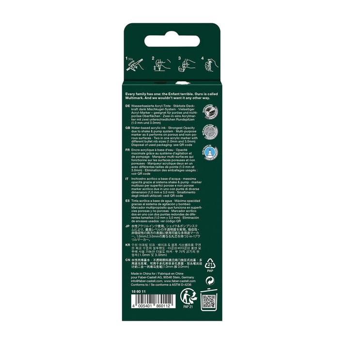 Faber-Castell Multimark acrylic marker, white and black