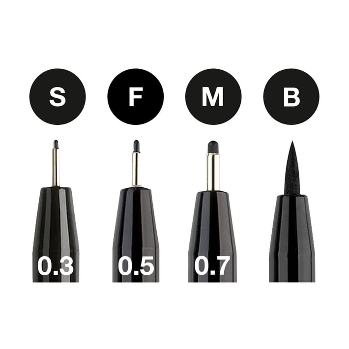 Faber-Castell Тънкописец Pitt Artist Pen, № 199, черен, 4 броя (S, F, M, B)