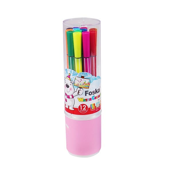Foska Felt-tip Pens, 12 colors, in jar