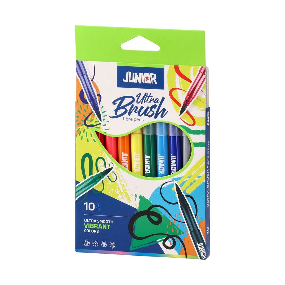Junior Ultra Brush Markers, brush tip, 10 colours
