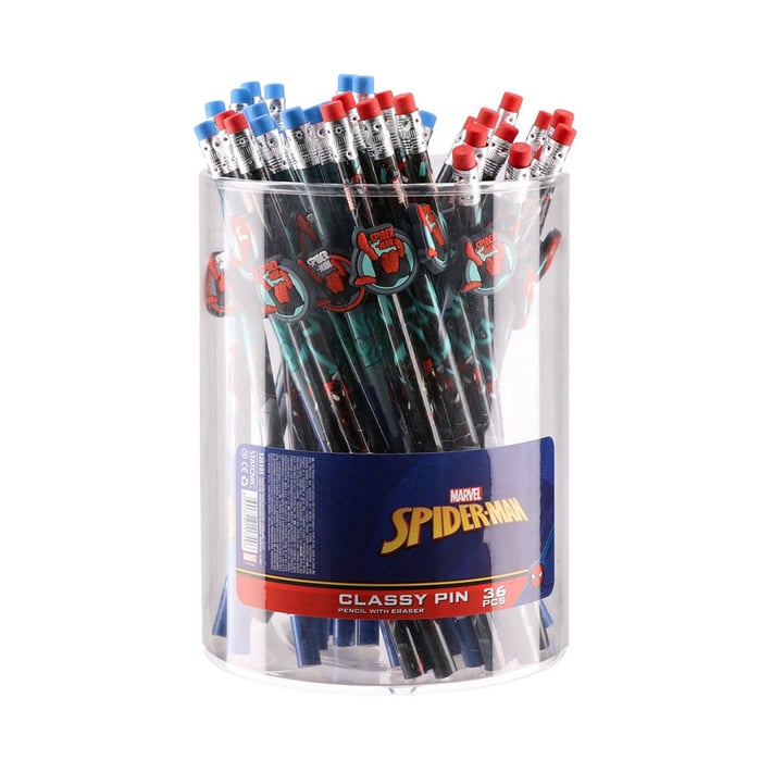 Молив Best Buy Classy Pin, Спайдърмен, HB, с гума, асорти