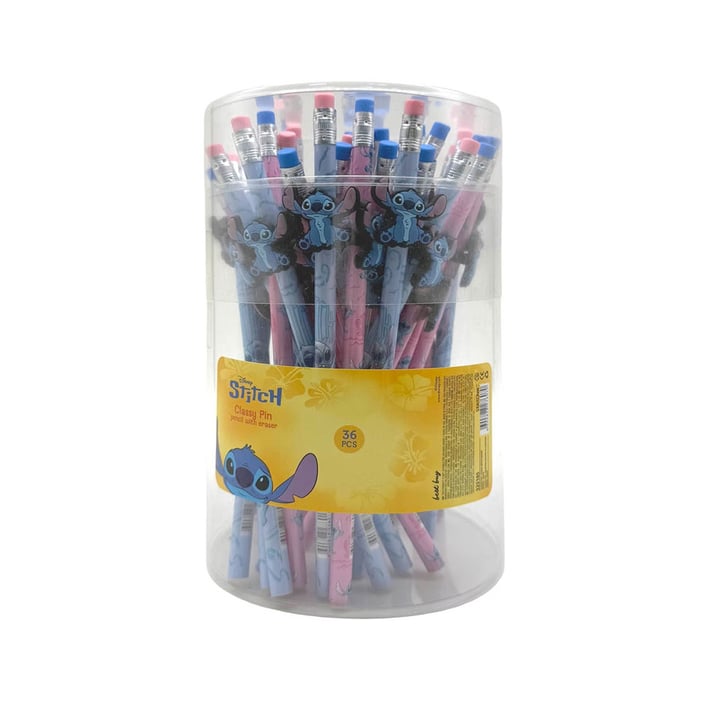 Best Buy Classy Pin Pencil, Stitch, HB, with eraser, unsharpened, assorted, 1 pc