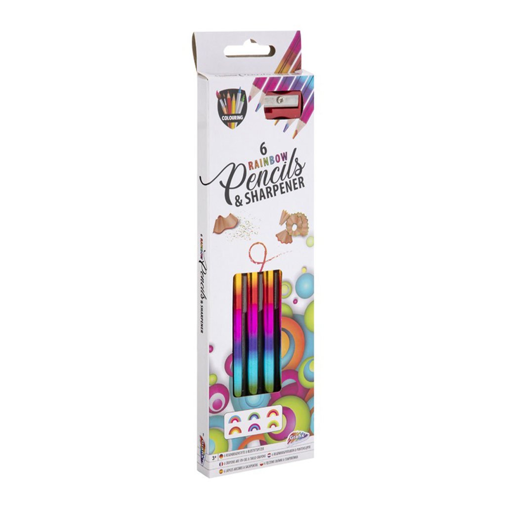 Moxy Rainbow Pencils, 6 colors, with sharpener