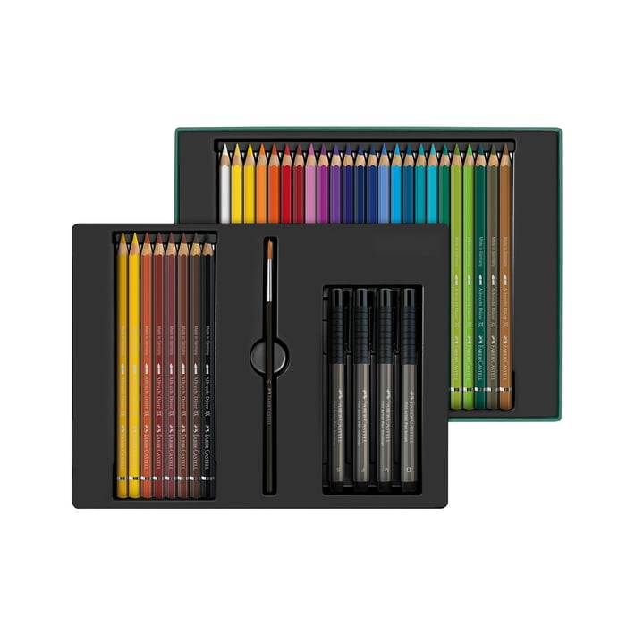 Faber-Castell Комплект цветни моливи Albrecht Durer и тънкописци Pitt Artist Pen, 37 части