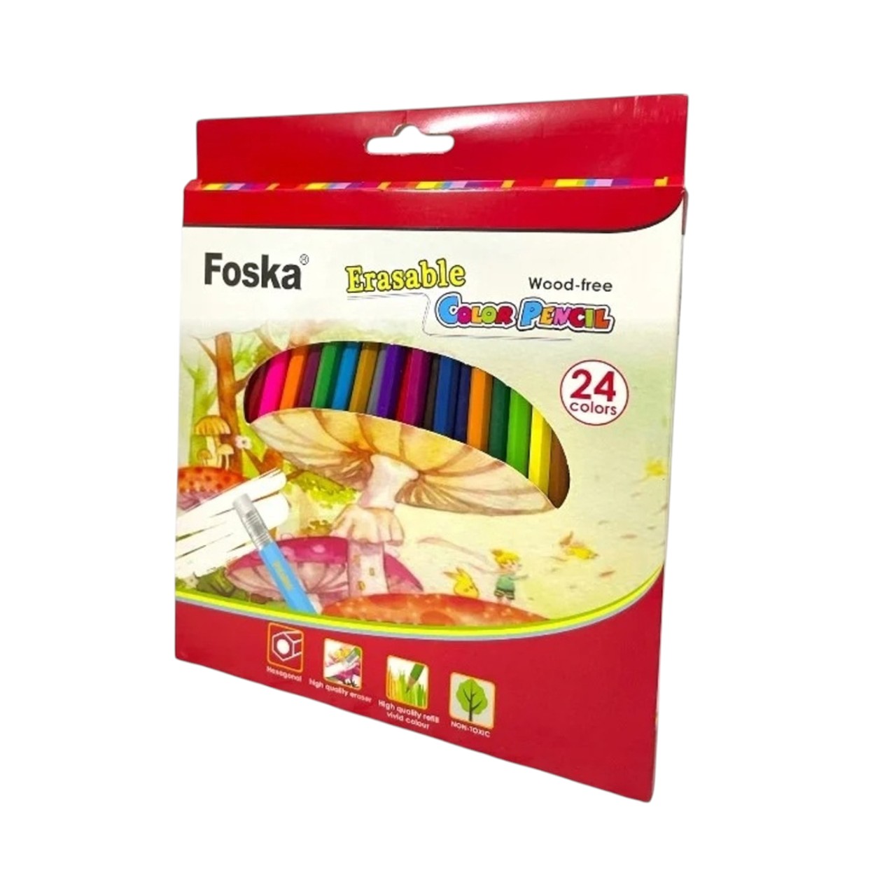 Foska Hexagonal Pencils, erasable, 24 colors