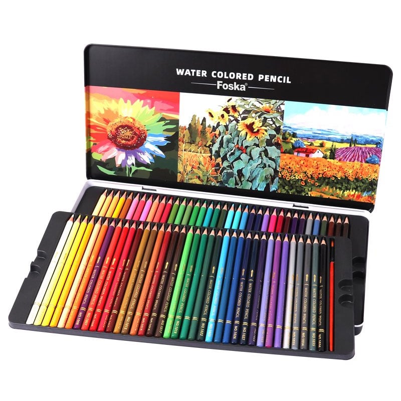 Foska Watercolor pencils, 72 colors, in metal tin