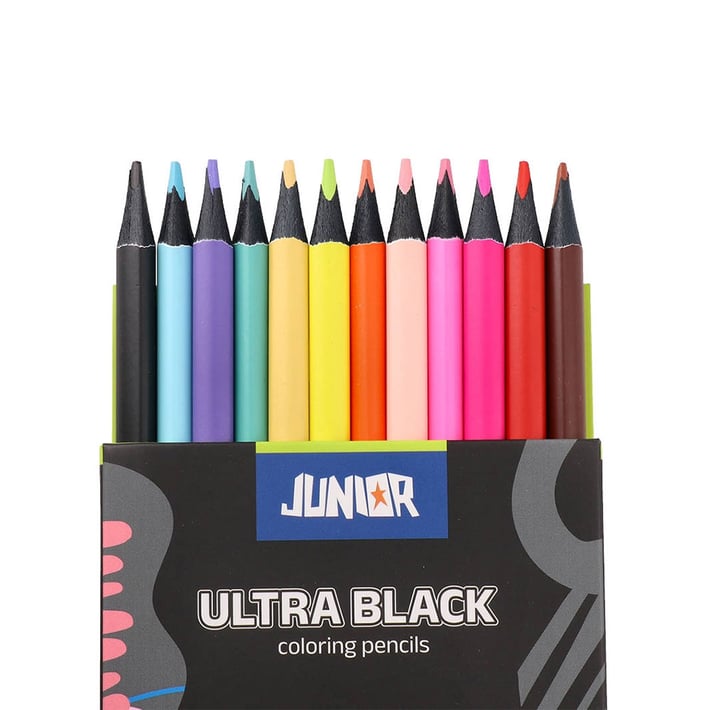 Цветни моливи Junior Ultra Black, 12 цвята