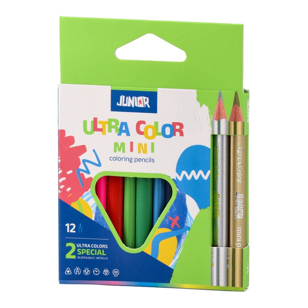Junior Ultra Color Coloured Pencils, mini, 12 colours