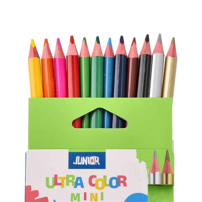 Цветни моливи Junior Ultra Color, мини, 12 цвята