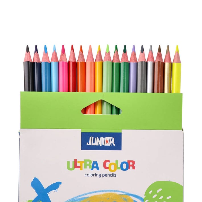 Цветни моливи Junior Ultra Color, триъгълни, 15 стандартни и 3 металикови цвята