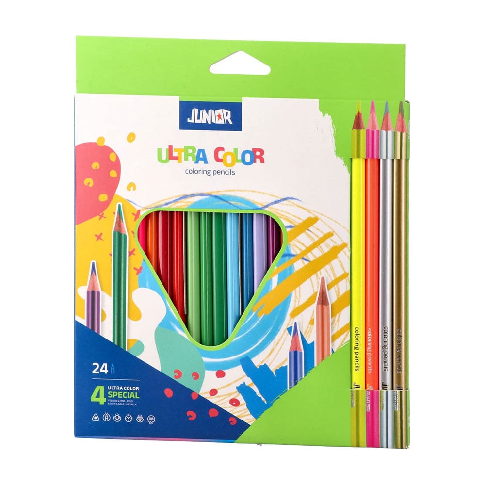 Junior Ultra Color Coloured Pencils, triangular, 20 standard + 4 metallic colours