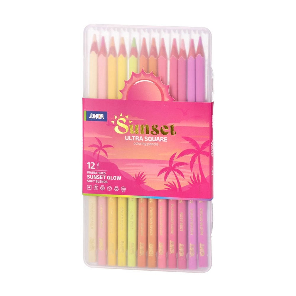 Junior Ultra Square Coloured Pencils, Sunset, 12 Colours