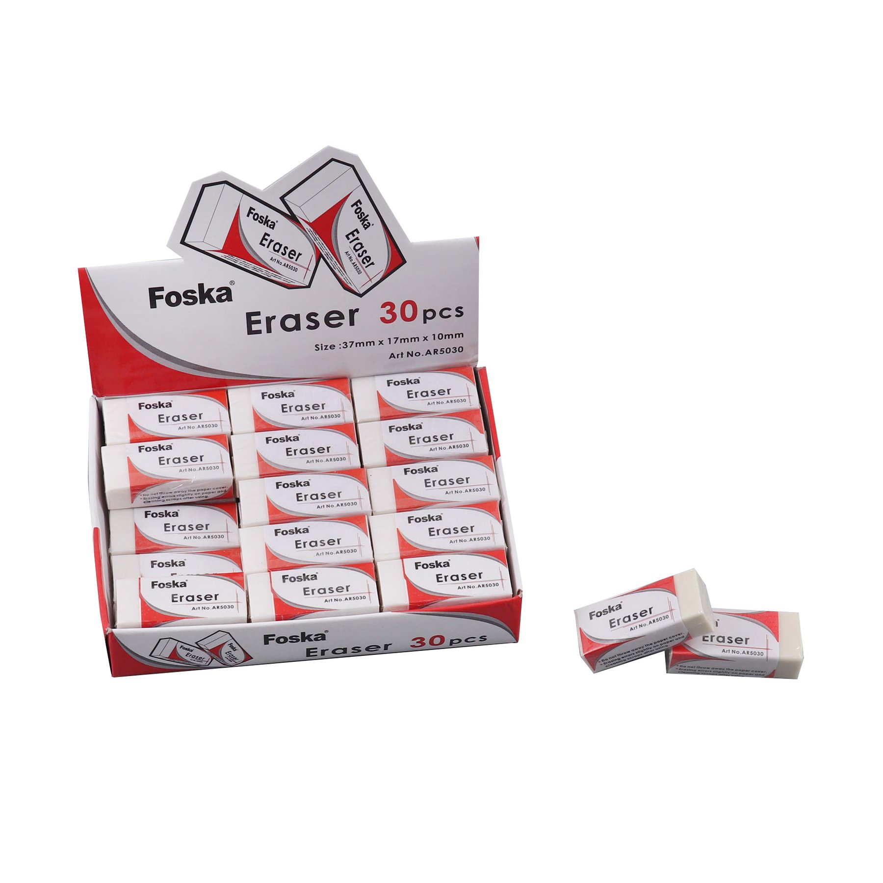 Foska Pencil Eraser, Small, White