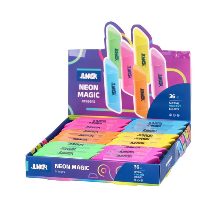 Junior Neon Magic Pencil Eraser, neon, assorted