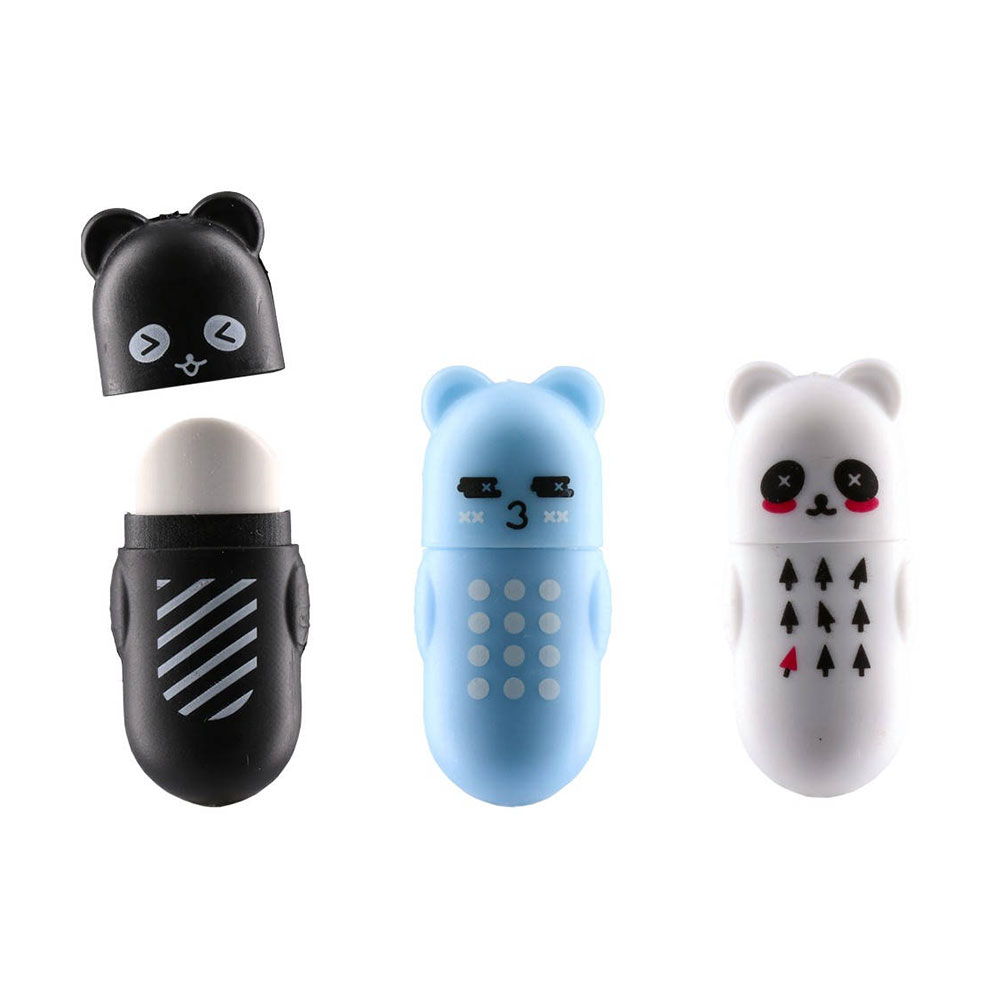 Гума за молив Sazio Loly, мишка, с капачка, асорти, 1 брой