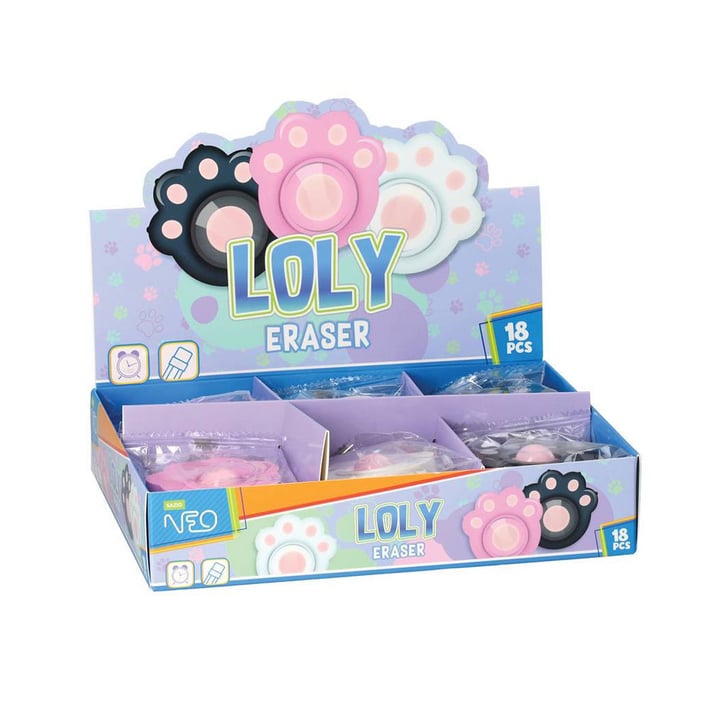 Гума за молив Sazio Loly, с пуш лапичка, асорти