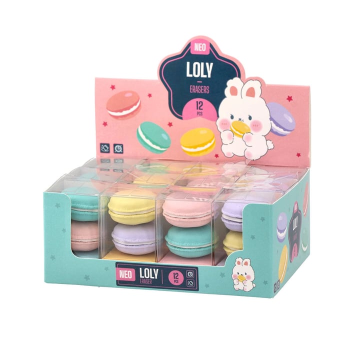 Гума за молив Sazio Loly, френски макарони, 2 броя, асорти