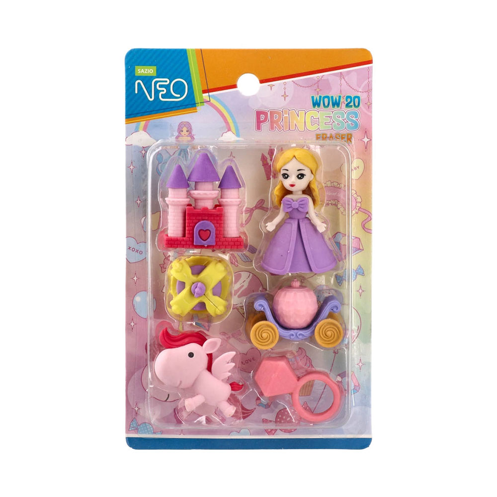 Гума за молив Sazio Wow20, принцеси, 4 броя