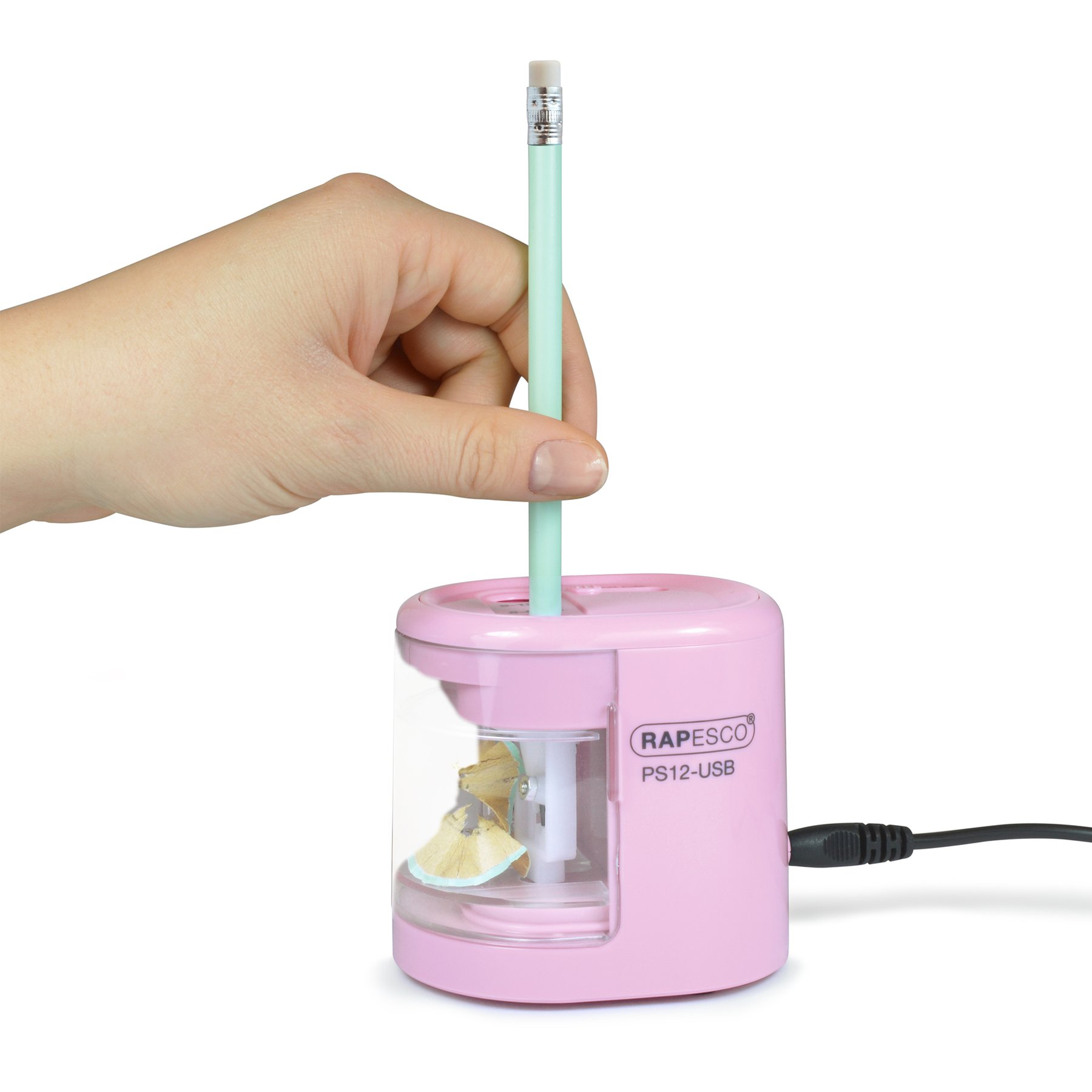 Rapesco Sharpener PS12, electric, with USB, pink