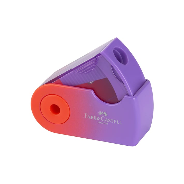 Faber-Castell Flow sharpener, single, with sleeve, mini, assorted