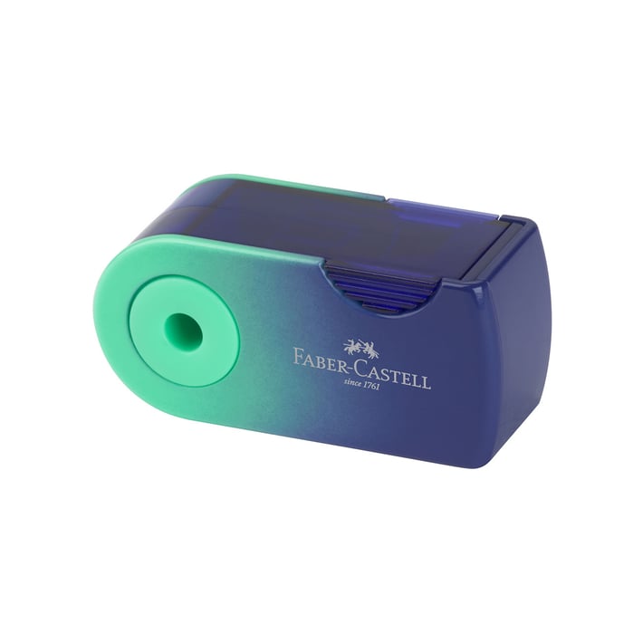 Faber-Castell Flow sharpener, single, with sleeve, mini, assorted