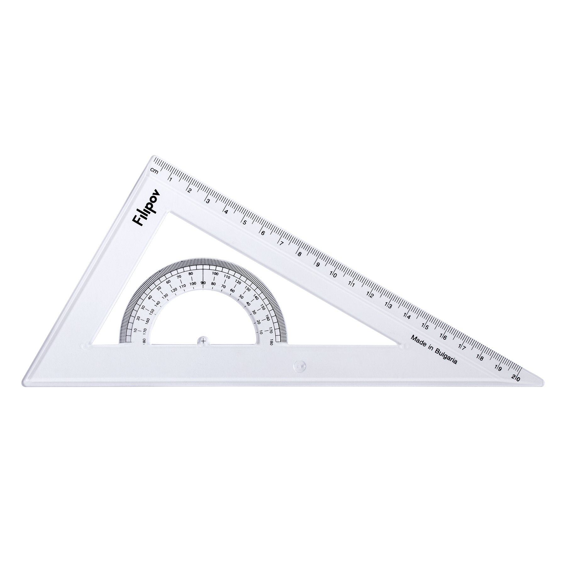Filipov Triangle, right-angled scalene, with protractor, 60 degrees, 20 cm