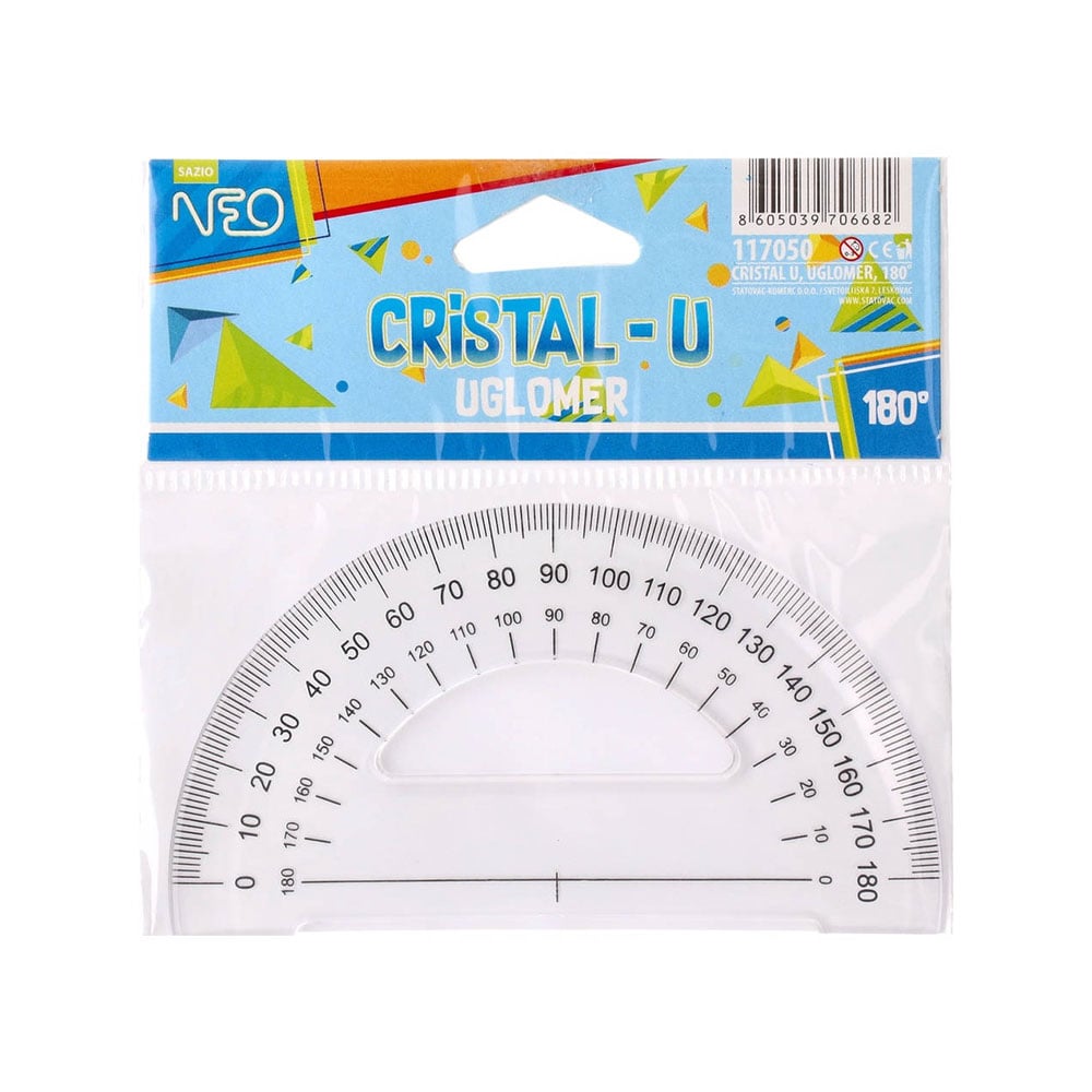 Sazio Cristal-U Protractor, 180°