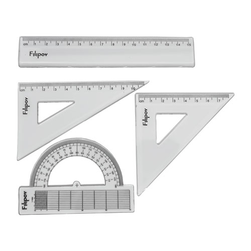 Filipov Geometry Set, 4 pieces, transparent