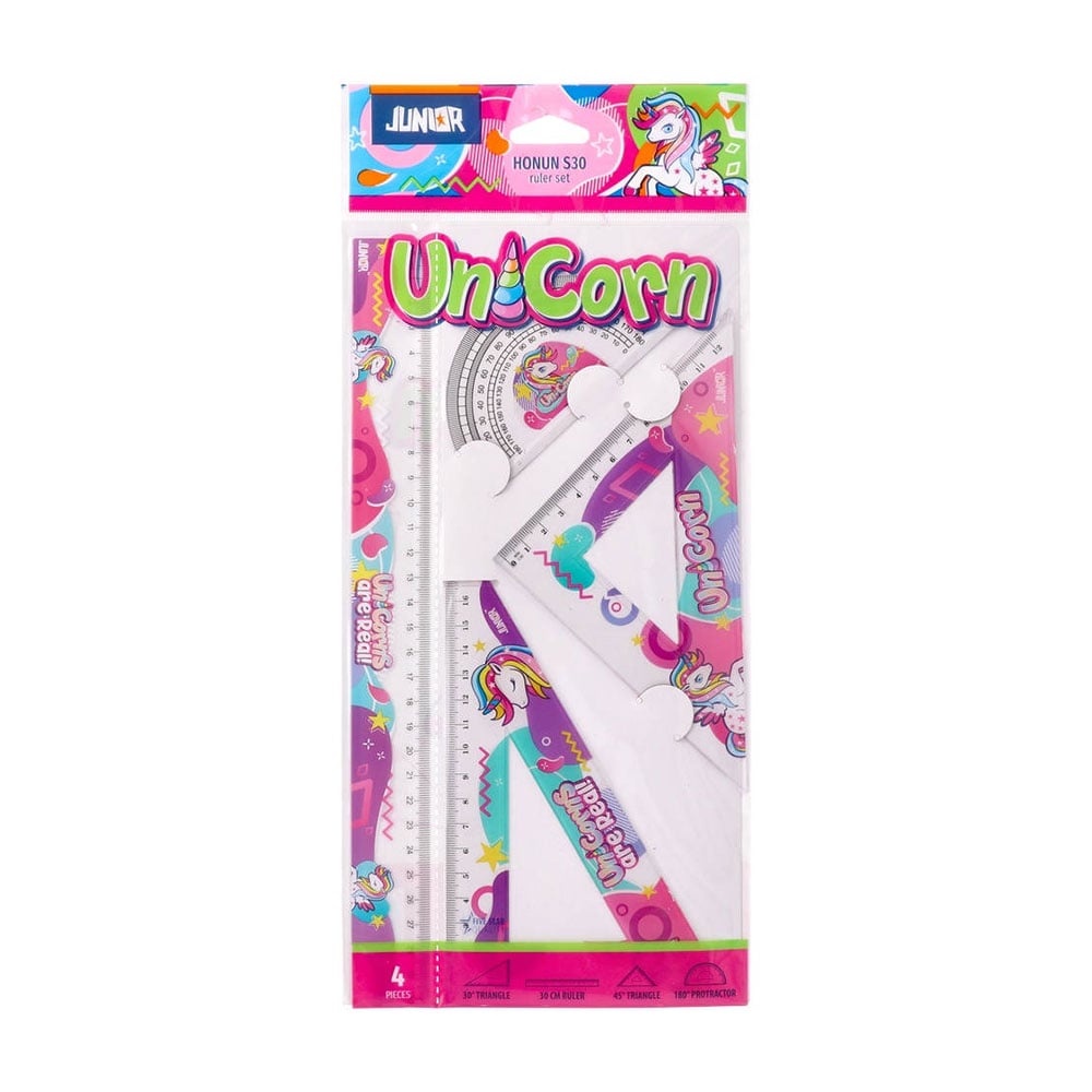 Junior Honun 30 Geometry Set, unicorn, 30 cm, 4 pcs