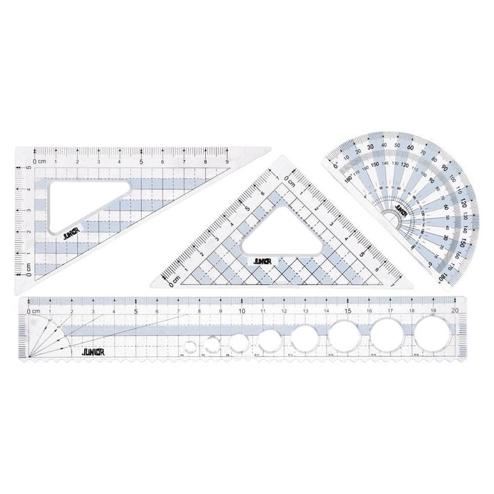 Чертожен комплект Junior Level, геометрия, 20 cm, 4 части