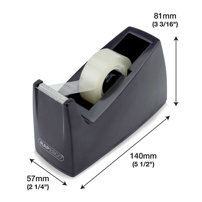 Rapesco Tape Dispenser 300, for tape with 25 mm core, black