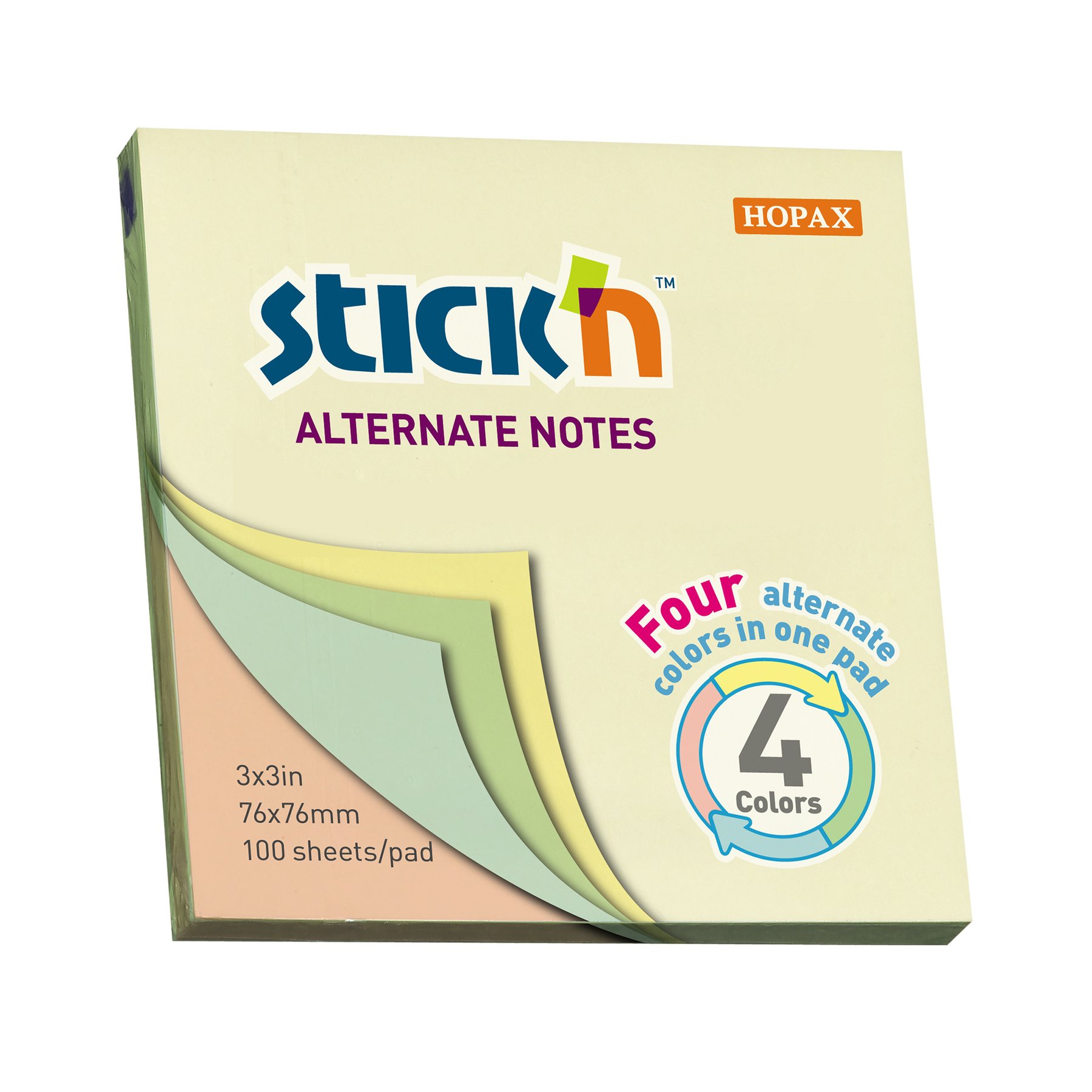 Stick'n Sticky notes Alternate, 76 x 76 mm, pastel, 100 sheets