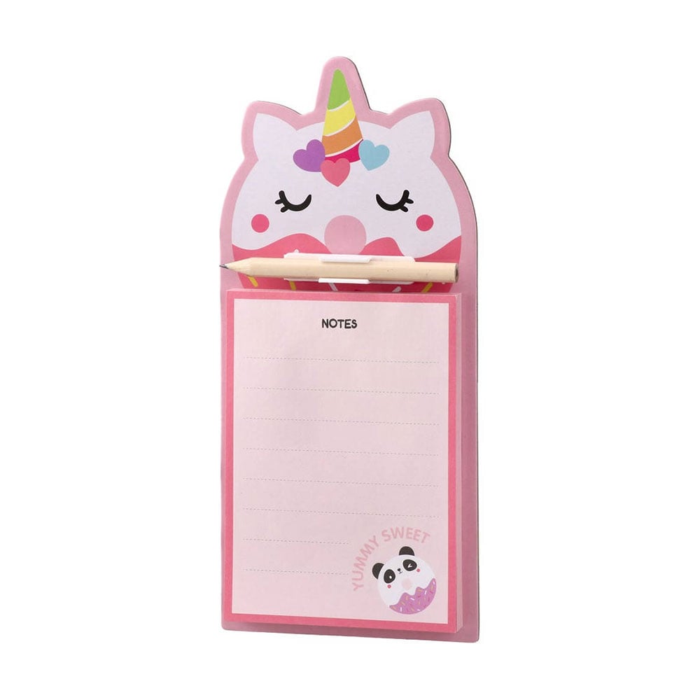 Sazio Berkeley Sticky Notes, Unicorn, with Pencil