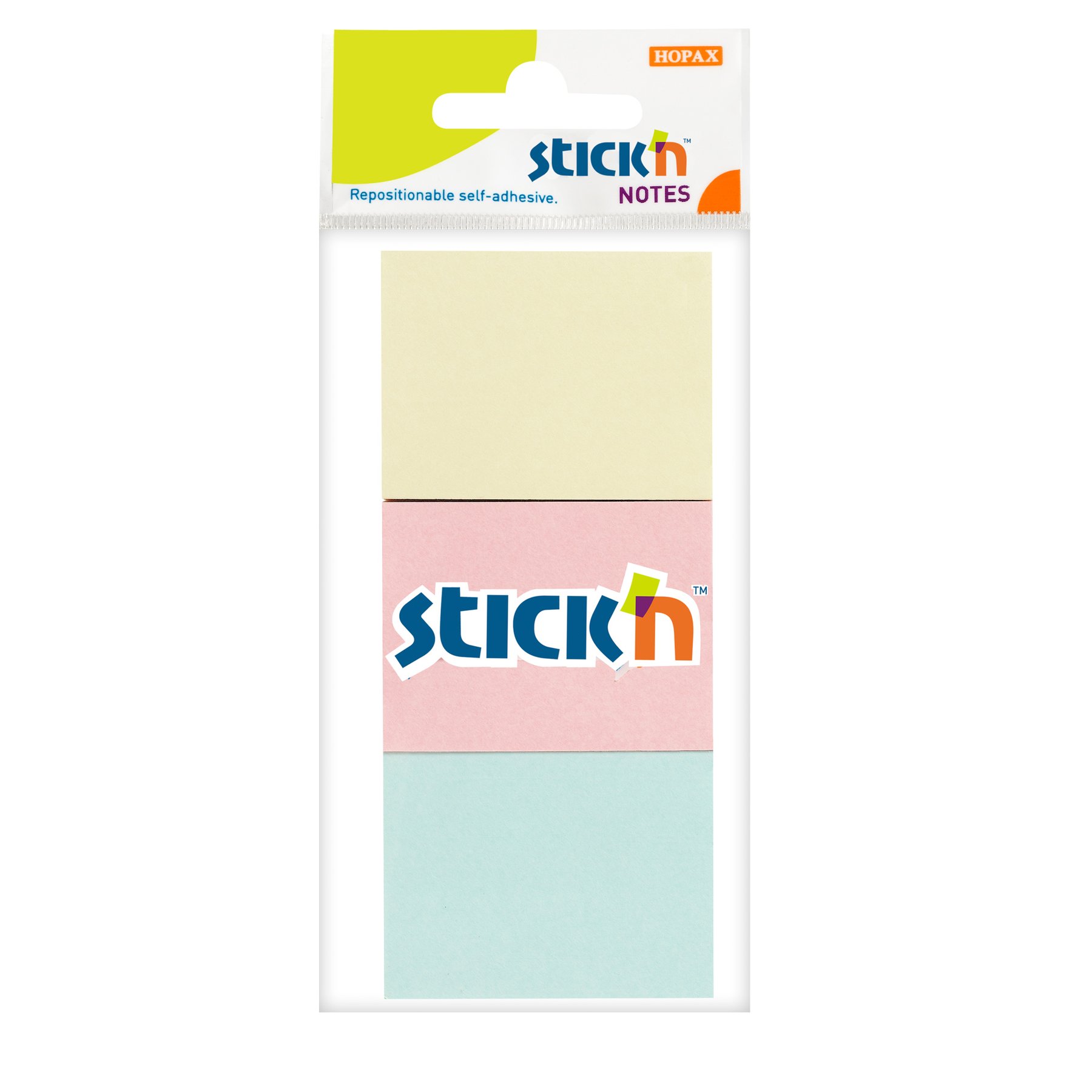 Stick’n Sticky notes, 38 ? 51 mm, pastel colors, 100 sheets, 3 pcs
