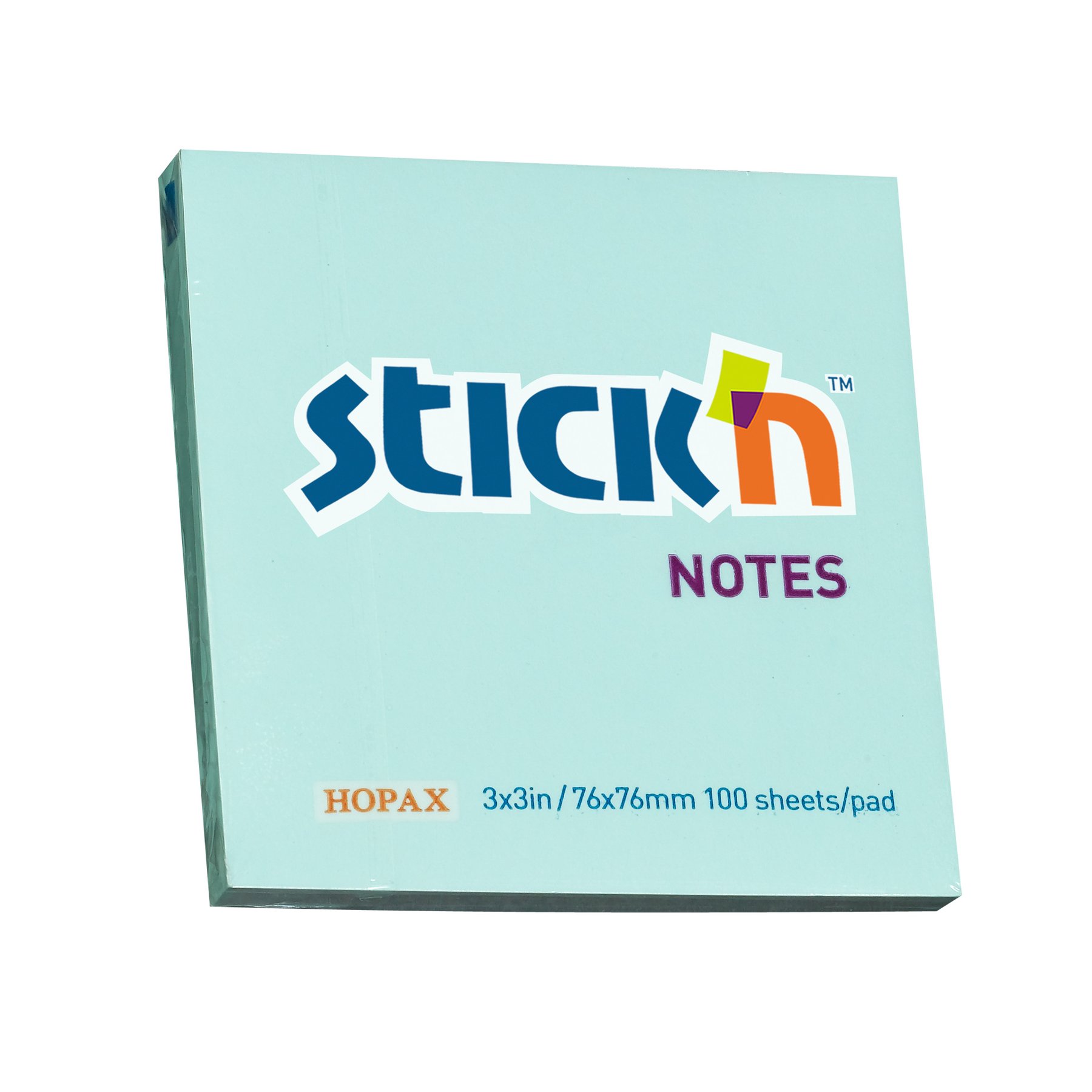 Stick'n Sticky notes, 76 ? 76 mm, pastel, blue, 100 sheets